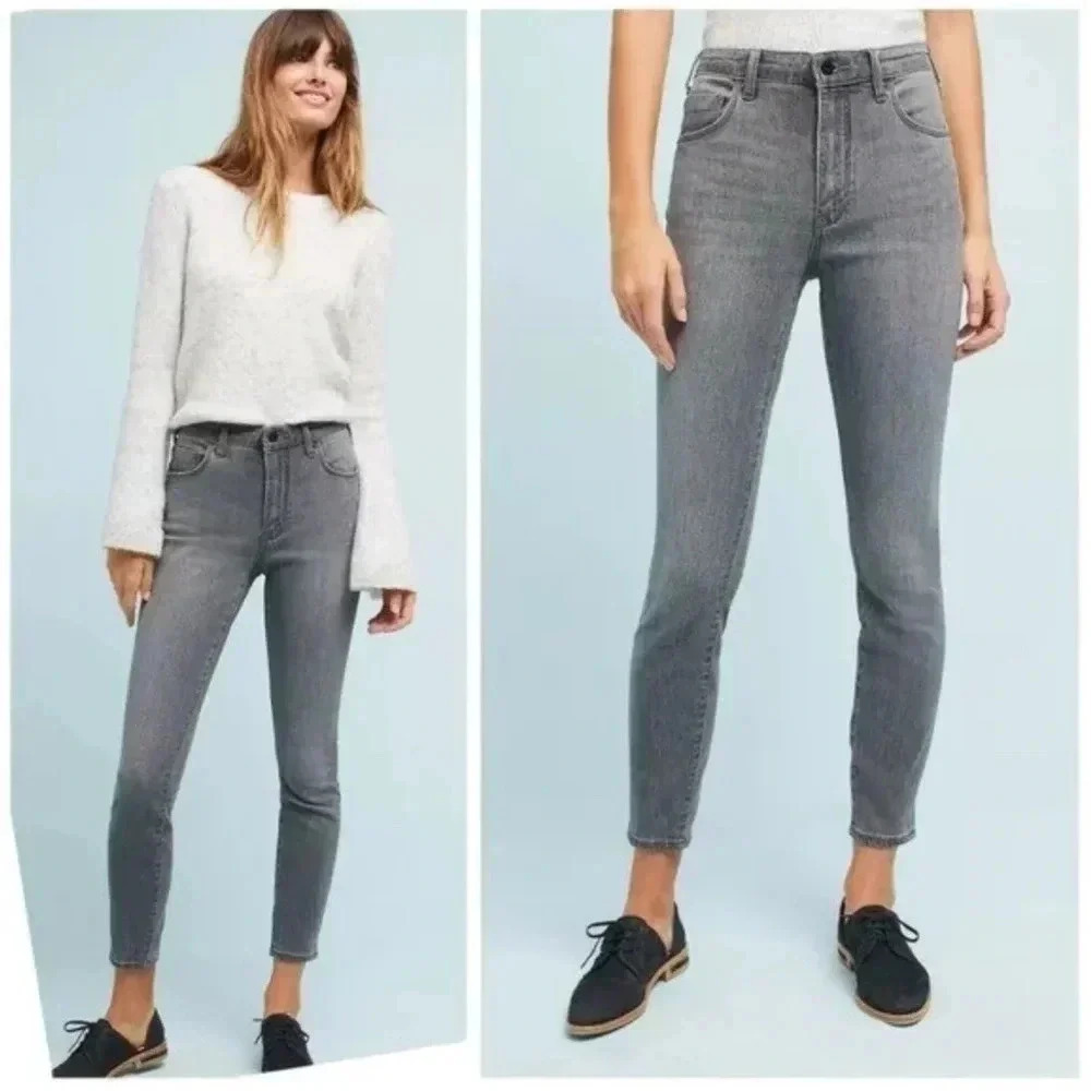 Pilcro and the Letterpress Anthropologie Gray High Rise Skinny Jeans Size 27